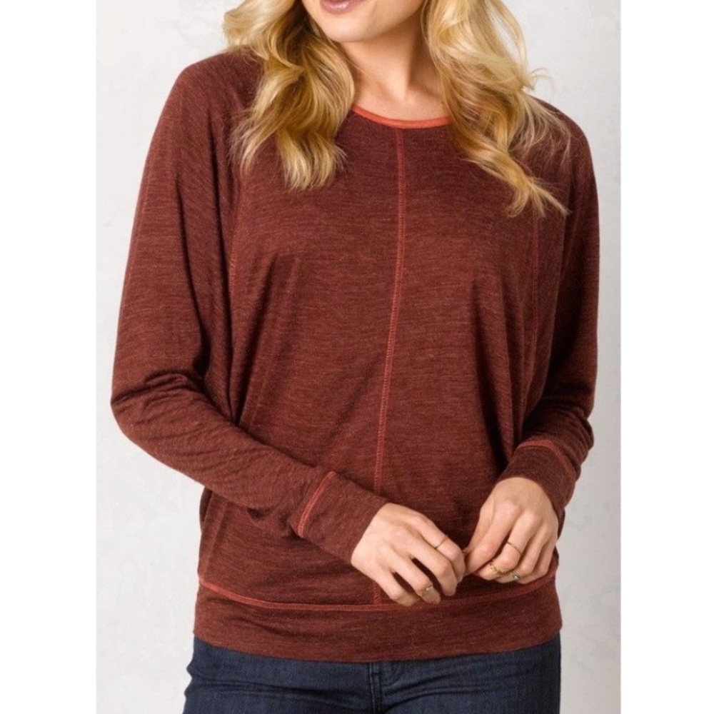 PrAna Amanda Dolman Sleeve Wool Blend Top Raisin - Picture 10 of 10